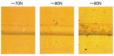 Comparison of scratch marks Scratch marks of Nitrided + TiN