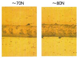 Comparison of scratch marks Scratch marks of TiN